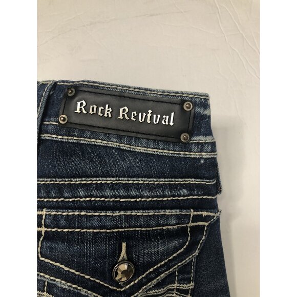 Rock Revival Noelle Skinny Womens 28x29 Blue Denim Jeans Distressed Stretch - Picture 5 of 9